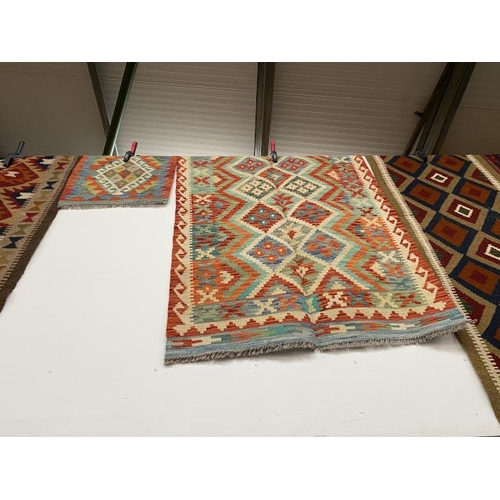 94 - 2 Chobi Kilim rugs (151 x 101cm & 50 x 50cm)