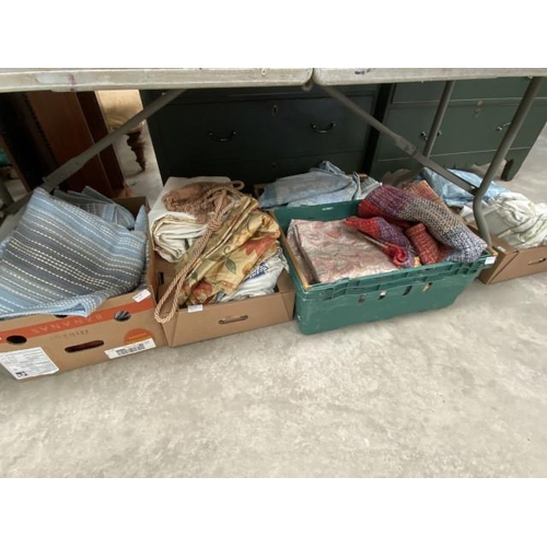 401 - 5 Boxes of curtains & small rugs