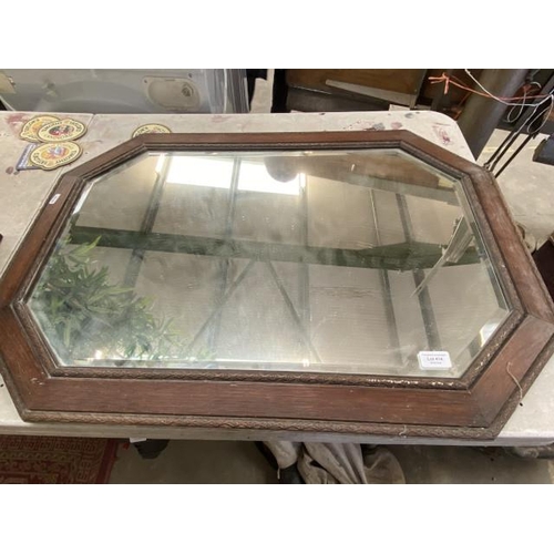 414 - Edwardian oak framed bevel edged mirror (60 x 87 cm)