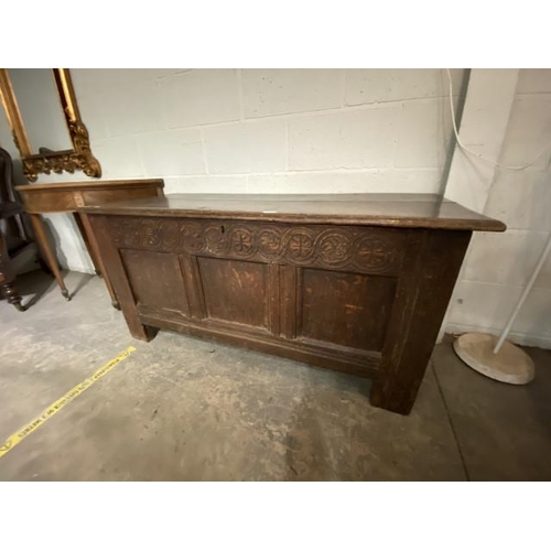 63 - 18th Century oak coffer (64H 33W 56D cm)