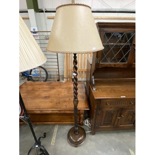 30 - Oak barley twist standard lamp