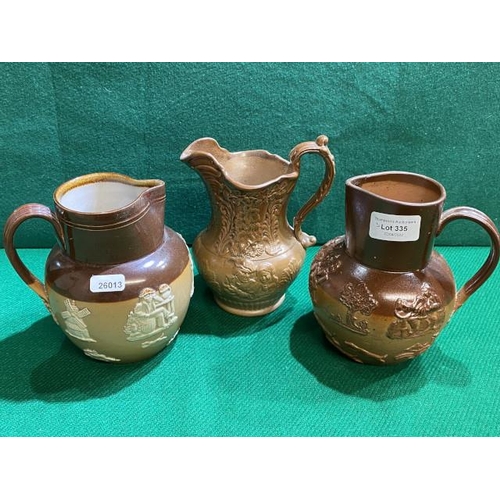 335 - 3 Victorian salt glazed jugs inc. 1 Royal Doulton