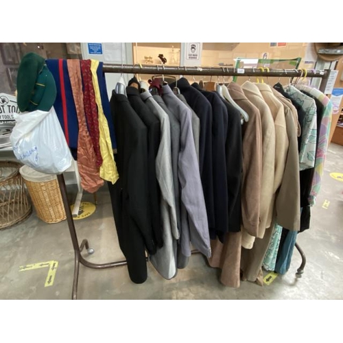 340 - Large selection of vintage clothing inc. gents tailored suits, tailcoats, wool jackets, vintage dres... 