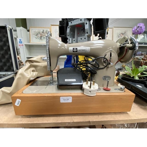 353 - Winfield model FW131 electric sewing machine with cover & foot pedal