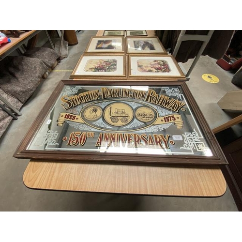 365 - Framed Stockton & Darlington 150th anniversary mirror (51 x 82 cm)