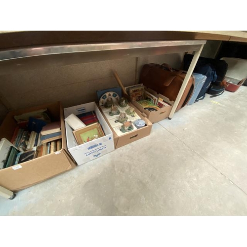 373 - Travel case of picture frames, boxes of books inc. Animal Stories old & new by Harrison Weir (as fou... 