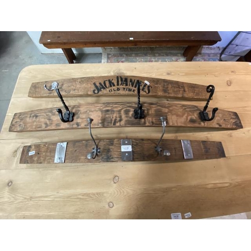 382 - 3 Oak coat hooks (as found)