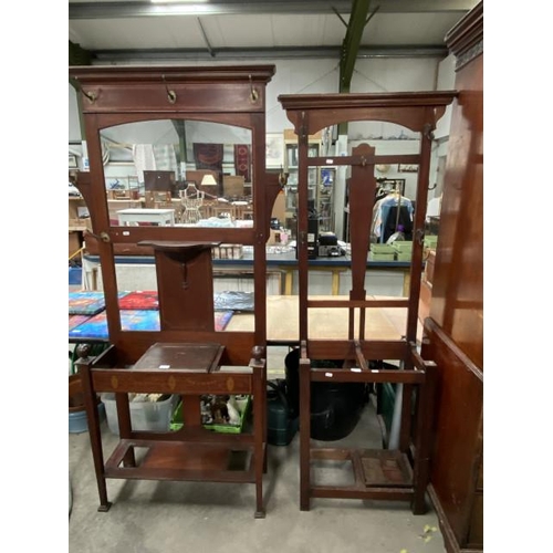 412 - 2 Mahogany hall stands (183H 73W 30D & 193H 98W 30D cm) (both sold as found)