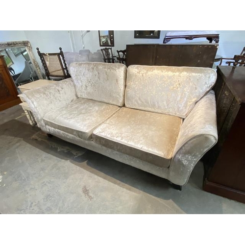 120 - Cream crushed velvet 2 seater settee (200W cm)