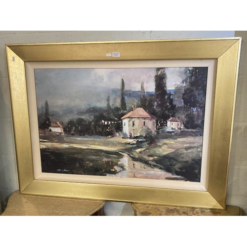 124 - Gilt framed Ted Goerschner framed picture (85x115cm) (frame requires attention)