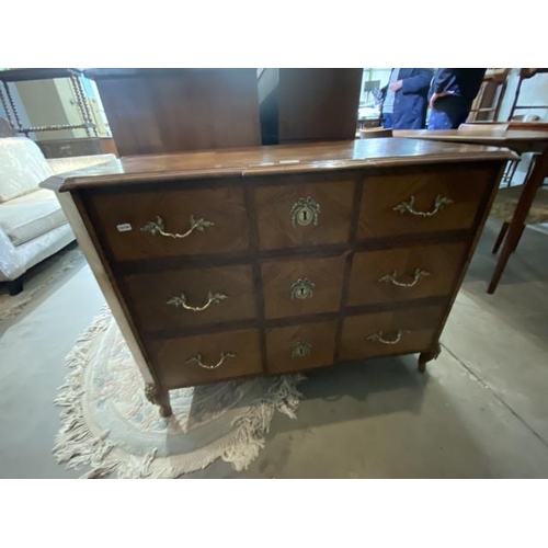 126 - Continental 3 drawer chest with brass features (75H 104W 57D cm)