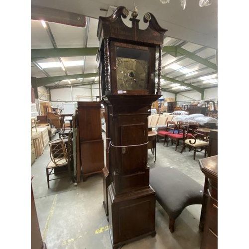 131 - 19th Century oak long case clock with pendulum & 1 weight (215H 50W 24D cm)