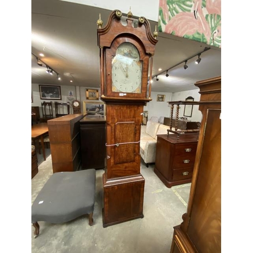 132 - 19th century oak & mahogany long case clock (W.Terry Masham) with pendulum & 1 weight (222H 52W 23D ... 