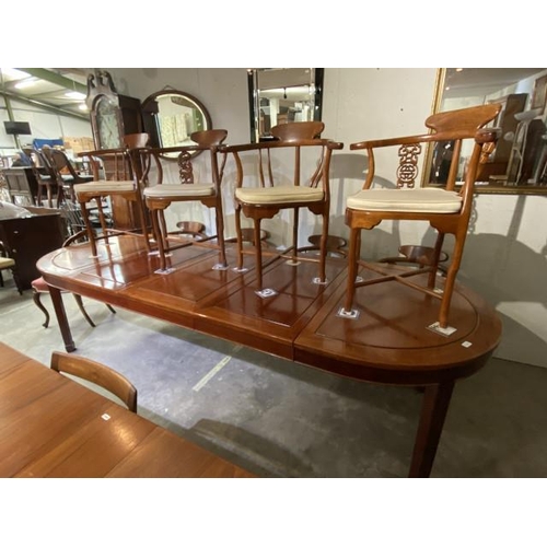 148 - Chinese rosewood extending dining table (78H 295W 112D cm) & 8 chairs