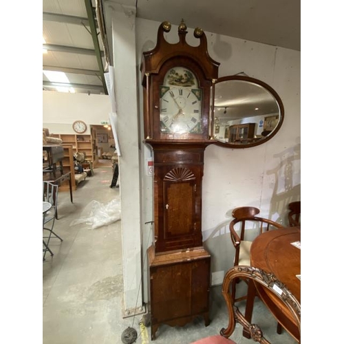 151 - 19th Century oak & mahogany long case clock (T.W.Cade Northallerton) with pendulum & 1 weight (225H ... 