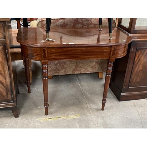 164 - Victorian mahogany inlaid hall table (73H 102W 50D cm)