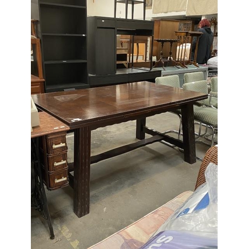 44 - Oak draw leaf table (75H 150W 91D cm)