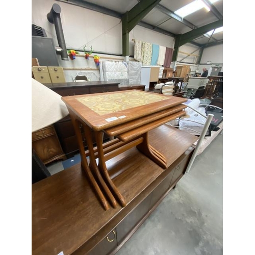 77 - Mid-century teak nest of 3 table s(50H 56W 45D cm)