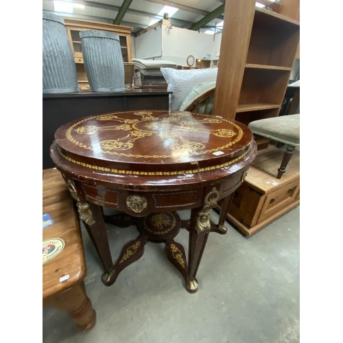 90 - French style inlaid hall table 82H 103 dia