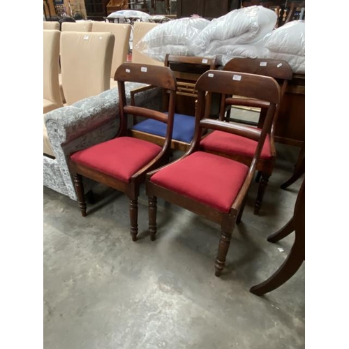 98 - 3 Victorian mahogany dining chairs & Edwardian oak carver chair