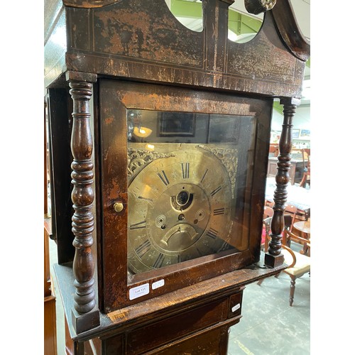 131 - 19th Century oak long case clock with pendulum & 1 weight (215H 50W 24D cm)