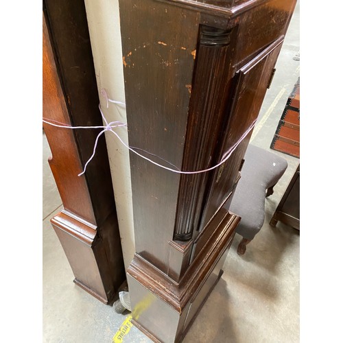 131 - 19th Century oak long case clock with pendulum & 1 weight (215H 50W 24D cm)