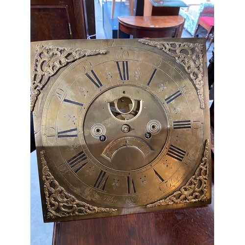 131 - 19th Century oak long case clock with pendulum & 1 weight (215H 50W 24D cm)