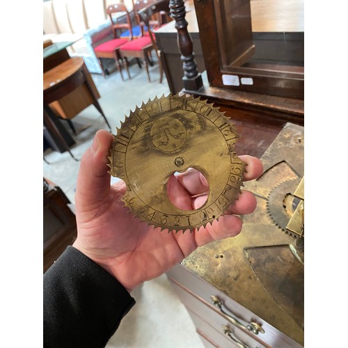 131 - 19th Century oak long case clock with pendulum & 1 weight (215H 50W 24D cm)