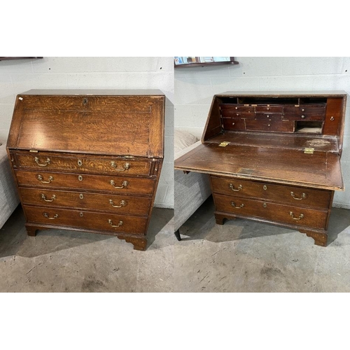 117 - George III oak bureau (100H 95W 52D cm)