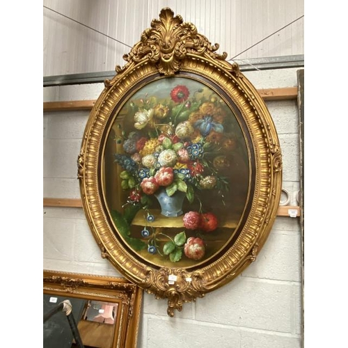 3 - Gilt framed still life oil on board (150 x 105 cm)