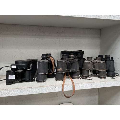 412 - 6 Pairs of binoculars inc. Halina 20x50, Militus etc