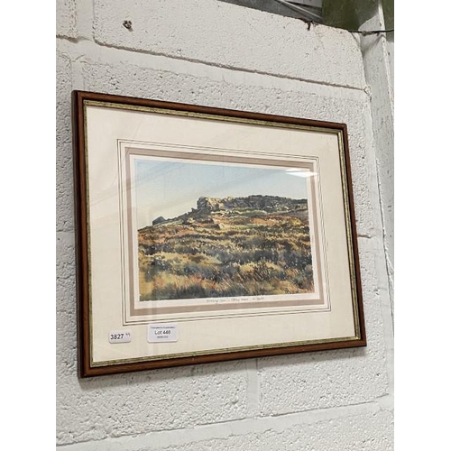 440 - Graham Carver watercolour of Cow & Calf rocks Ilkley