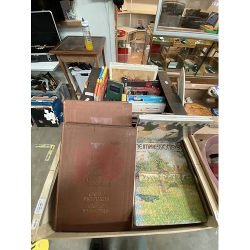 465 - 2 Boxes of books inc. OS maps, Jane Austen, artists books inc. The Impressionists, Great Pictures by... 