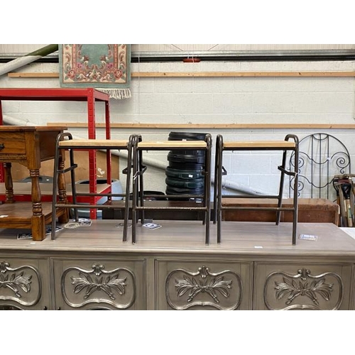 48 - 3 Vintage metal school benches