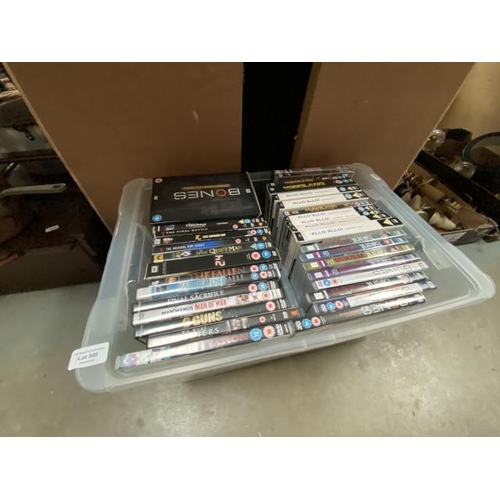 500 - Box of DVDs inc. Homeland, Bones etc