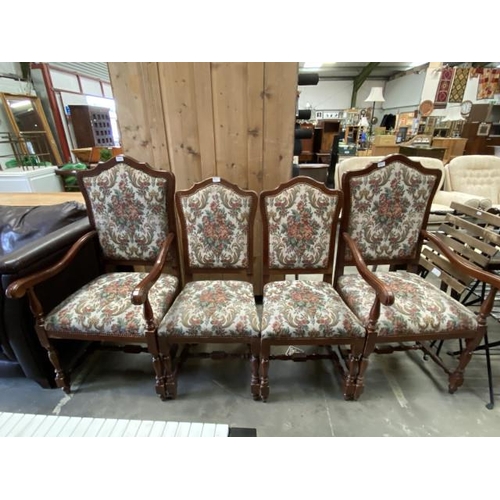 53 - 4 Upholstered dining chairs inc. 2 carvers