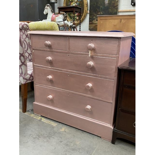 64 - Painted pine 2 over 3 chest of drawers (96H 98W 47D cm)