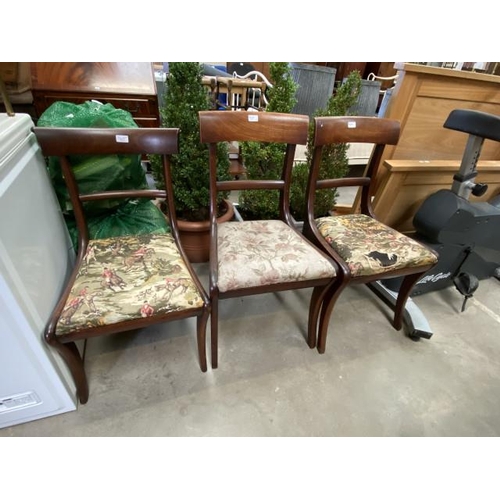 74 - 3 Georgian mahogany side chairs