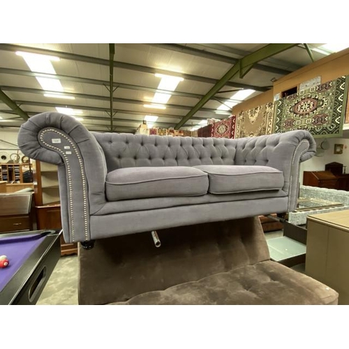 80 - Upholstered Chesterfield 2 seater settee (214W cm)