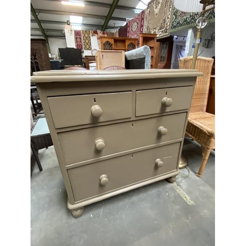 82 - Painted pine 2 over 2 chest of drawers (89H 85W 49D cm)