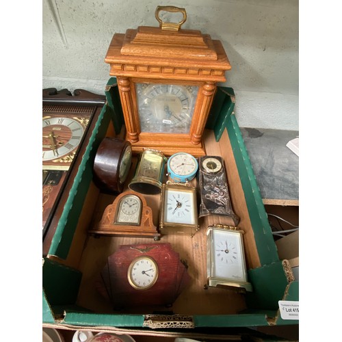 415 - 18 Clocks inc. mantle clocks, alarm clocks, wall clock etc