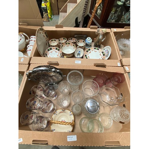 458 - 3 Boxes of mixed glassware inc. pressed & cut glass & 5 boxes of part tea sets inc. Paragon Elegance... 