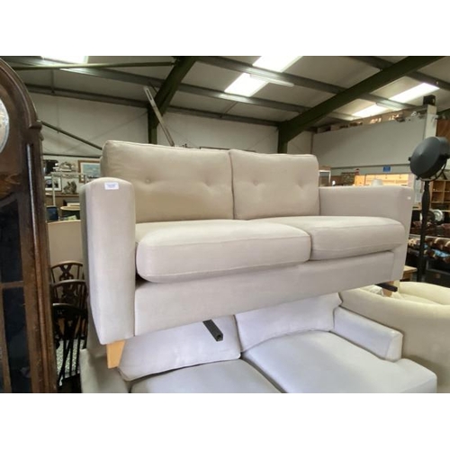 222 - Cream linen 2 seater settee (160W cm)