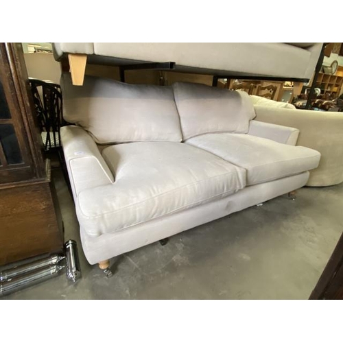 223 - Cream linen 2 seater settee (180W cm)