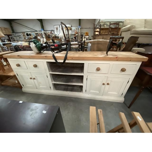 228 - Painted pine kitchen dresser base (92H 235W 45D cm)