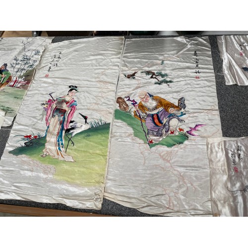 284 - 8 Chinese embroidered silks (various sizes)