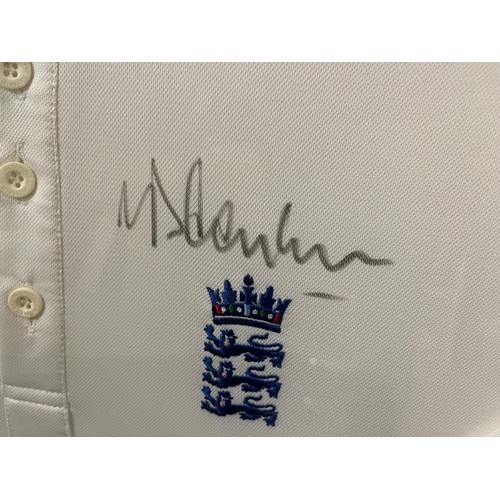 467 - Framed England cricket team Ashes winners 2005 shirt (No certificate of authenticity) Signatures inc... 