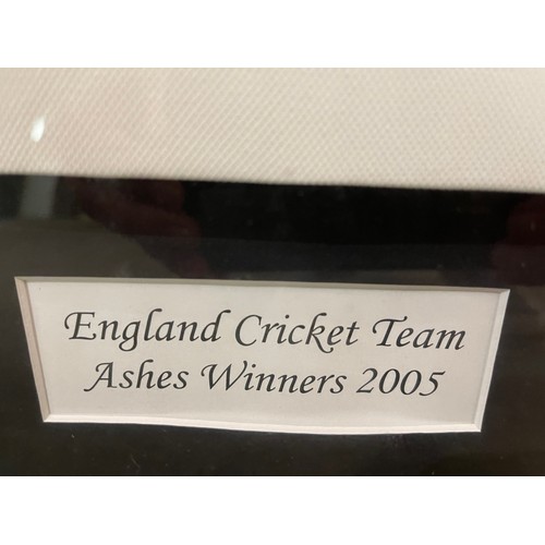 467 - Framed England cricket team Ashes winners 2005 shirt (No certificate of authenticity) Signatures inc... 