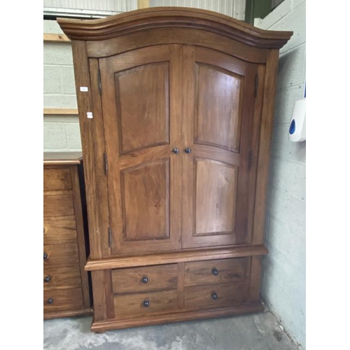 11 - Good quality oak 2 door over 4 drawer wardrobe (205H 120W 62D cm)