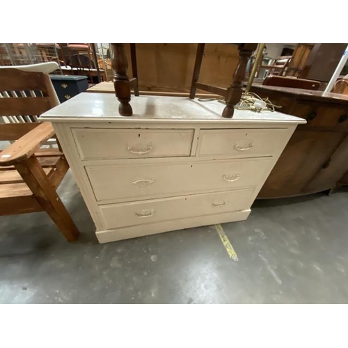 21 - Painted pine 4 drawer chest (76H 108W 53D cm)